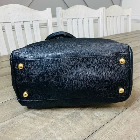 Michael Kors Harper East West Soft Navy  Pebbled Leather Chain Tote Shoulder Bag - Picture 7 of 10